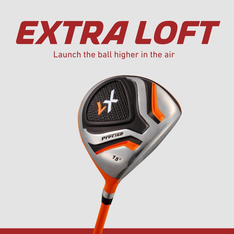 Precise X7 Kids Golf Clubs Set â€“ Boysâ€™ & Girlsâ€™ Junior Golf Set with Lightweight Graphite Shafts, Hybrid, Putter & Stand Bag - Orange Ages 3-5 â€“ Right-Handed - Image 4